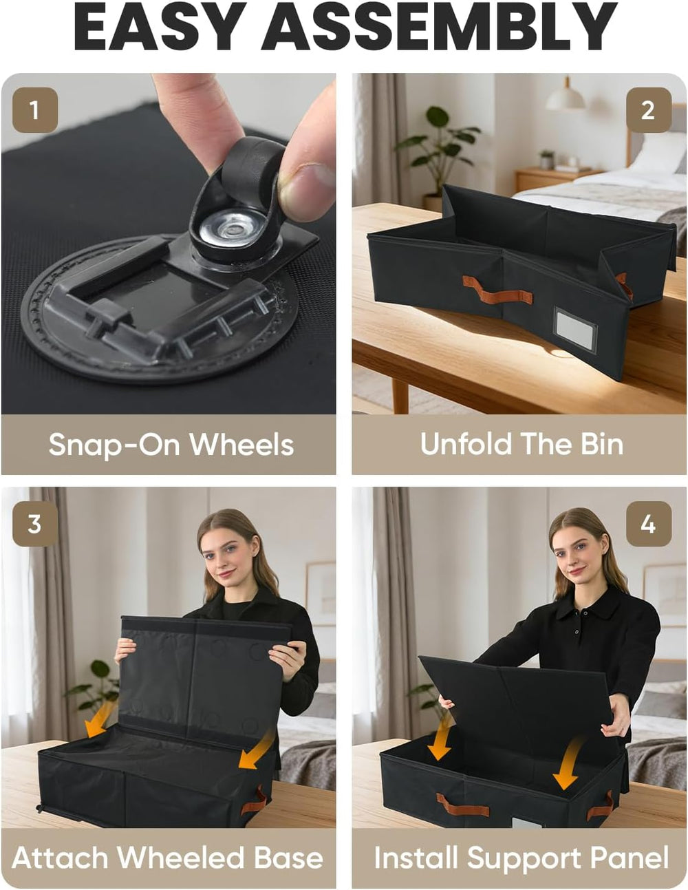 TOSKING 2-Pack Under Bed Storage Drawers with Wheels, 6 Vacuum Bags, Adjustab...