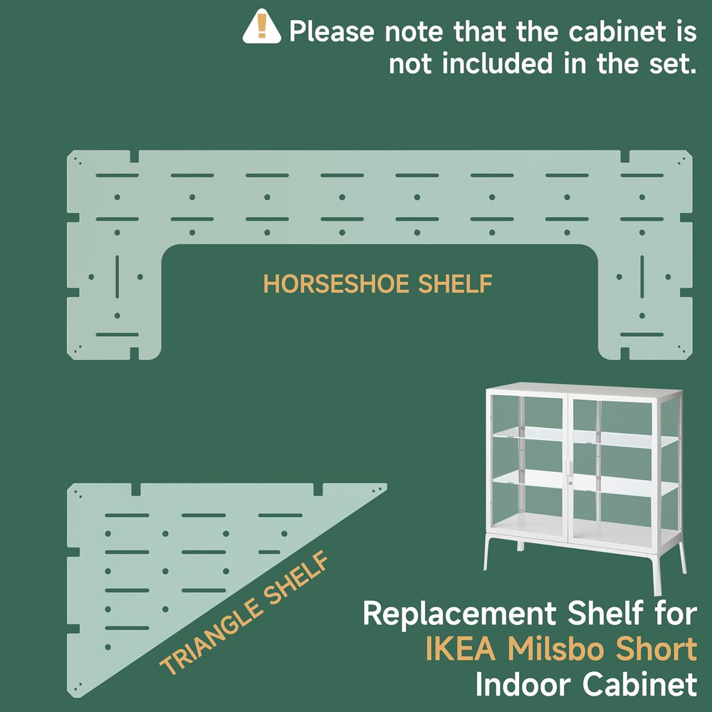 LUVCOSY Acrylic Shelves for IKEA Milsbo Wide Greenhouse Cabinet- 8mm Thick, C...