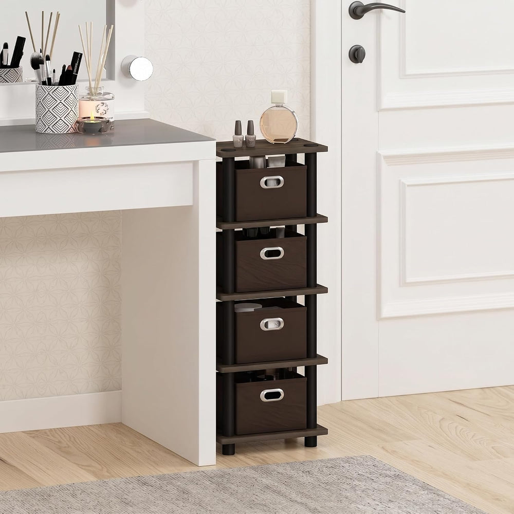 Furinno Turn-N-Tube Toolless 4-Tier Storage Shelves, Columbia Walnut