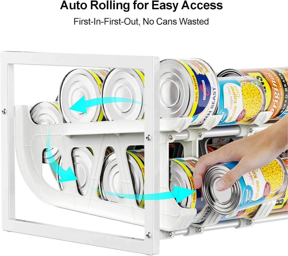 Can Organizer for Pantry - Auto-Rolling, Expands to Hold 60 Cans
