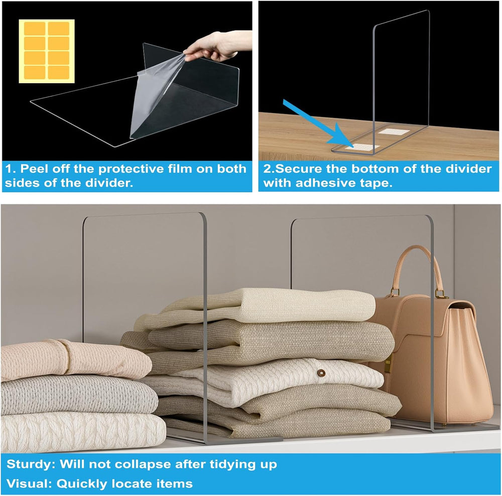 OKPOW Shelf Dividers Closet Organizer - 12" Tall X 11.8" Deep Acryl...
