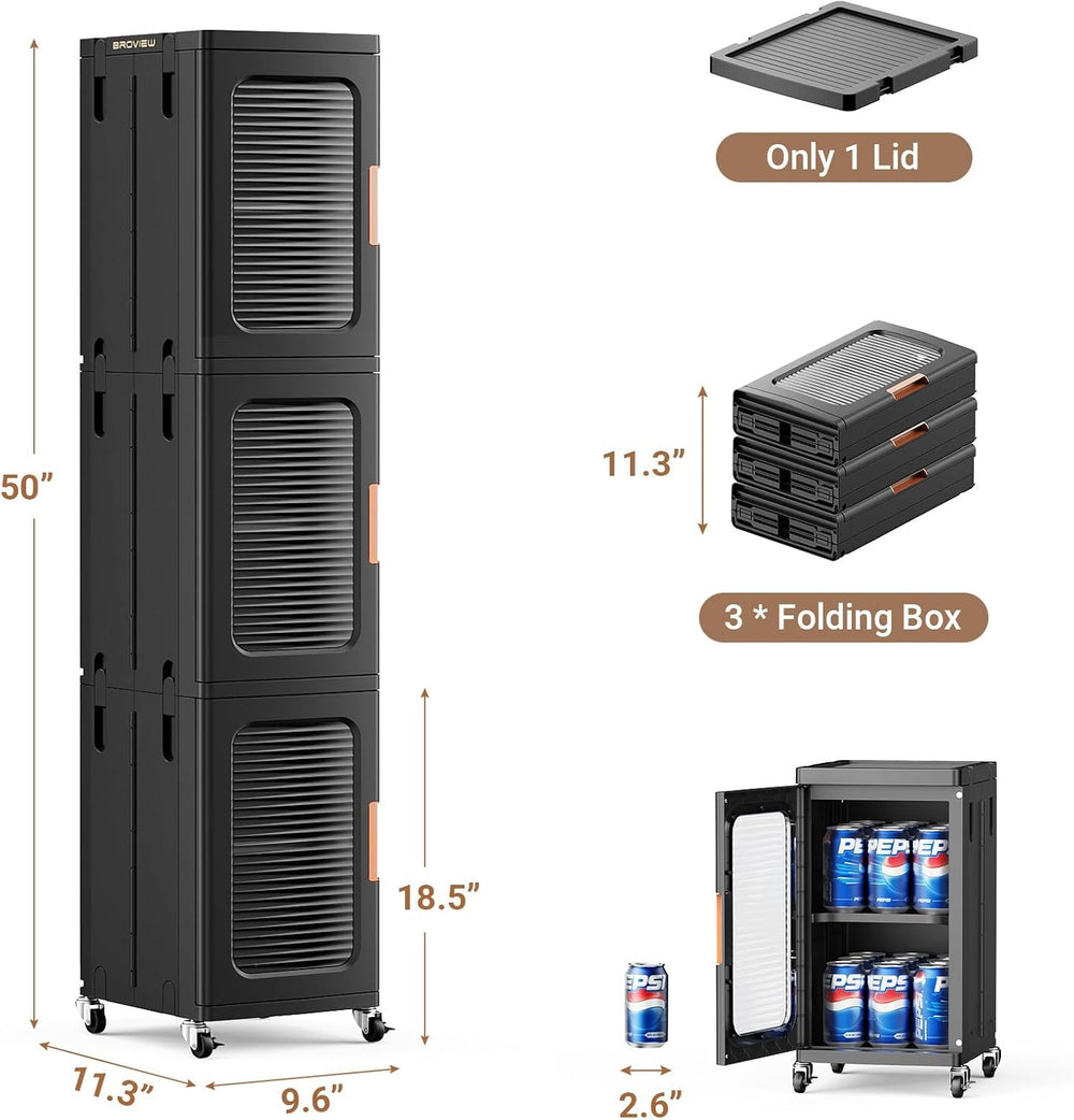 BROVIEW 3-Tier Tall Narrow Storage Cabinet Organizer, Slim Bathroom Cabinets ...