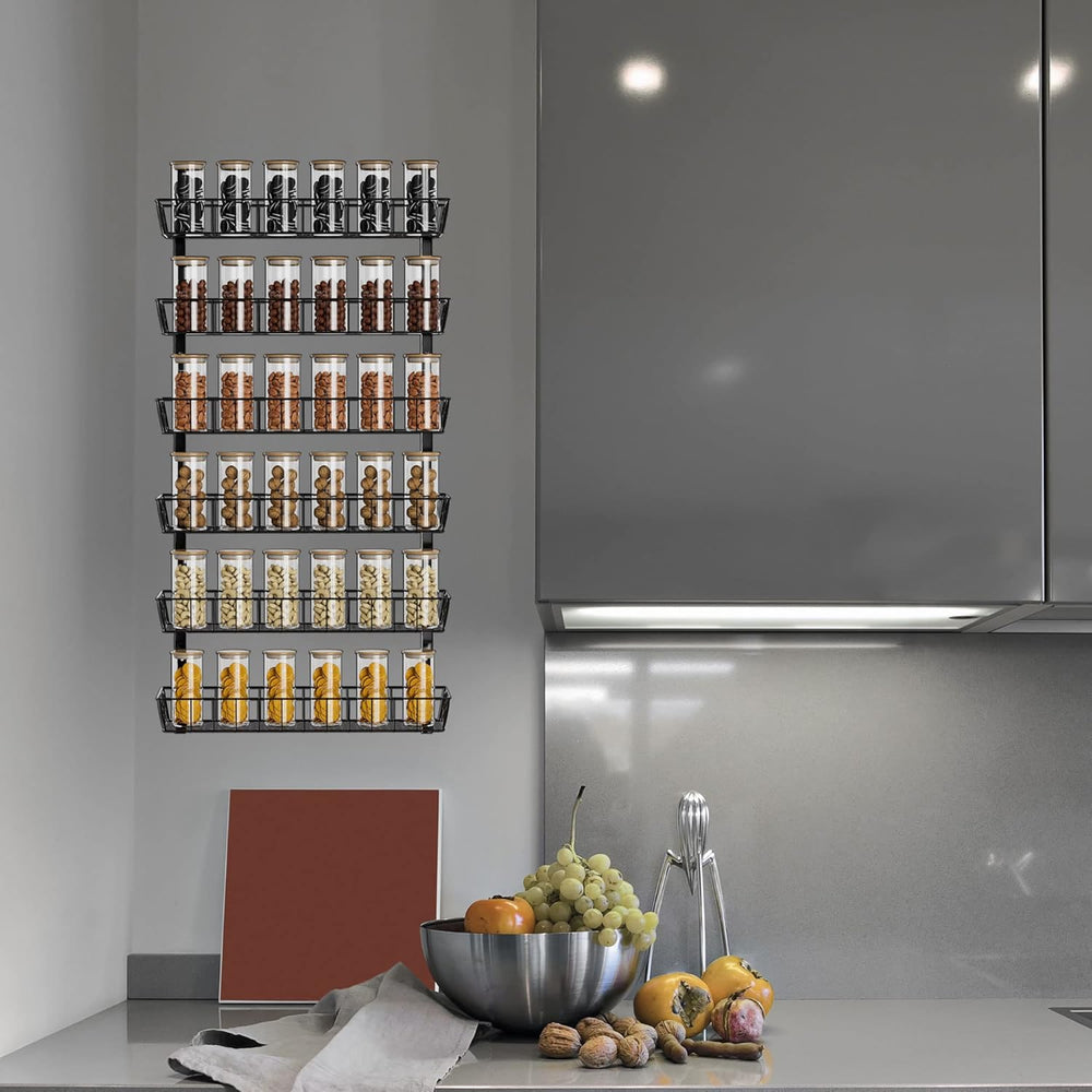 SWOMMOLY Wall Mount Spice Rack Organizer, 12-Tier Adjustable Dual-Use Shelf