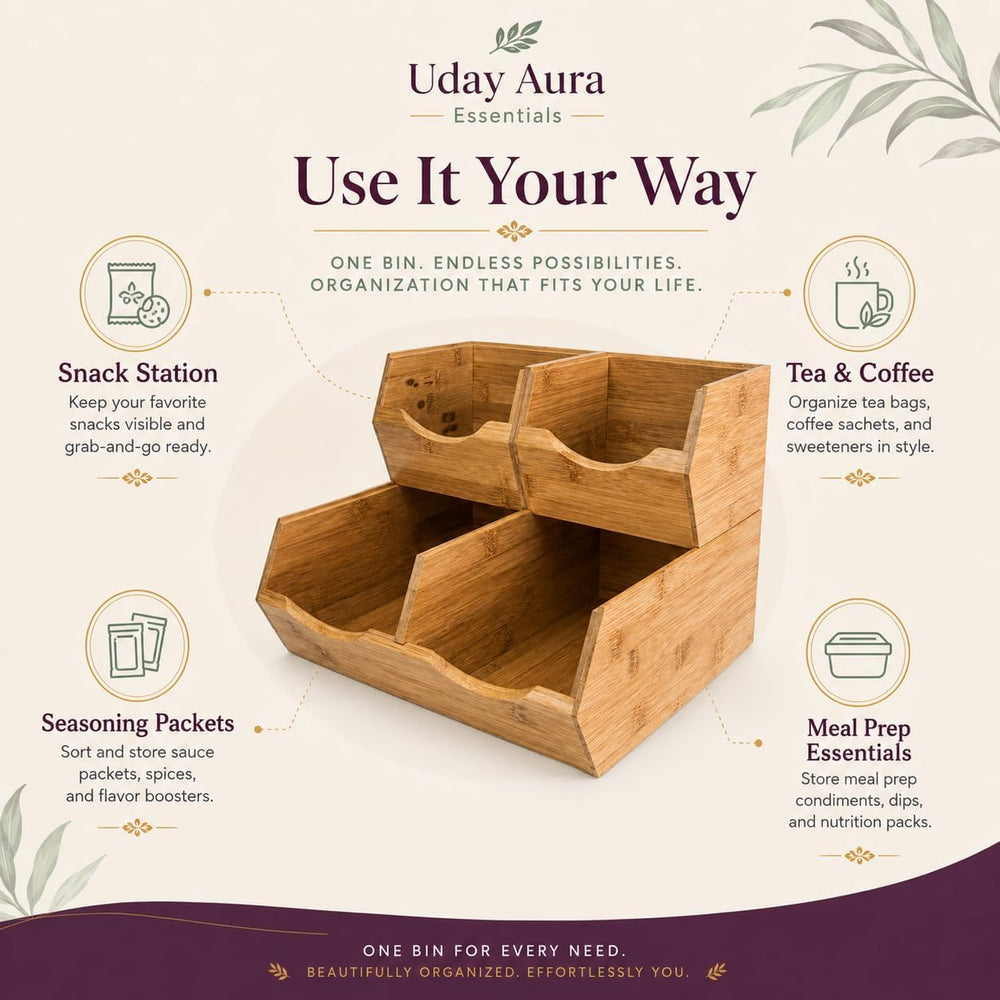 Bamboo Pantry Storage Bins - Stackable Potato & Onion Storage Bin Set of ...