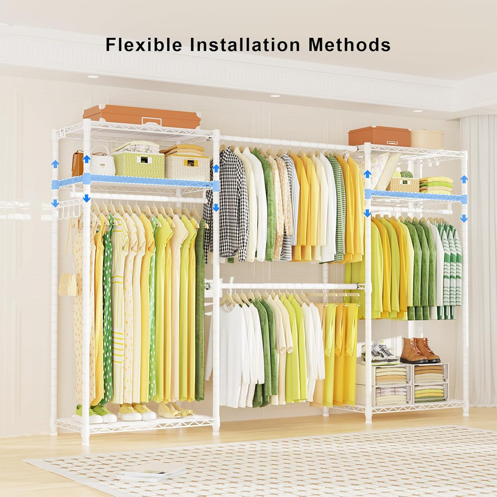 E1 Heavy Duty Closet Garment Rack, Adjustable Metal Clothing Storage