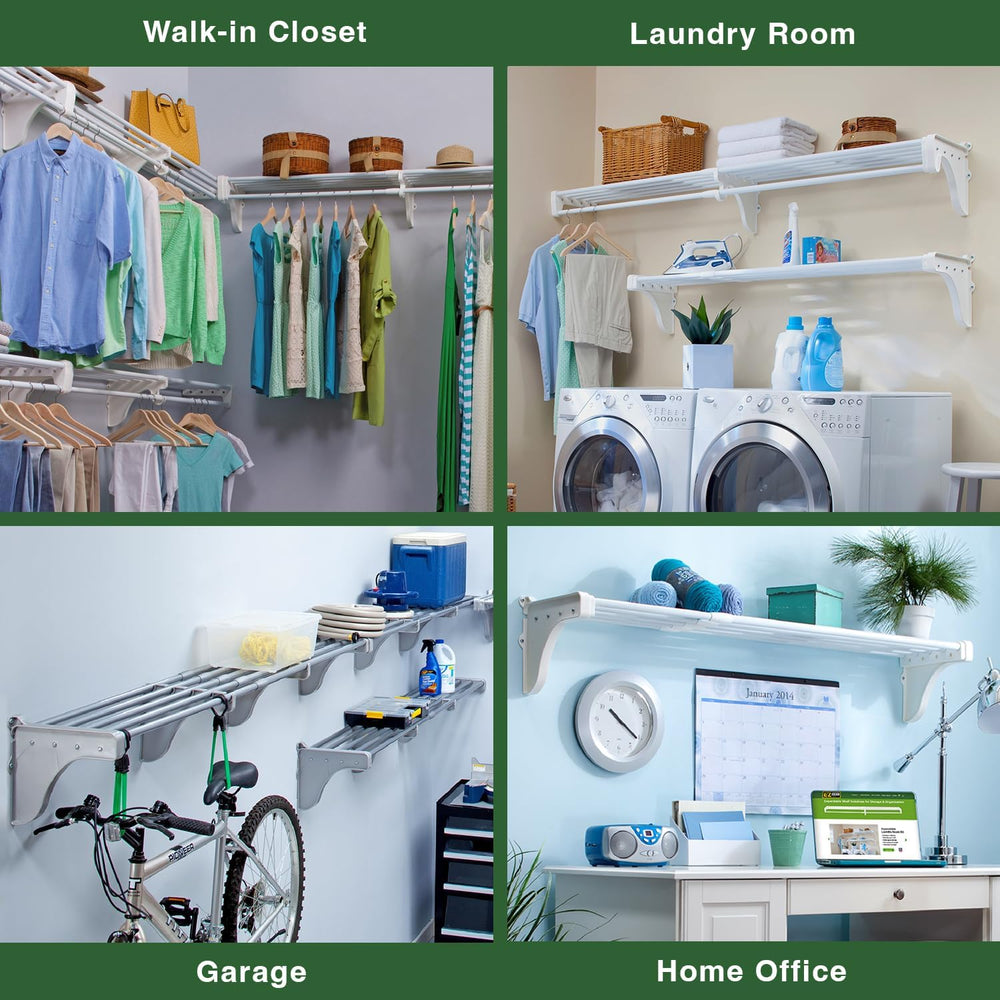 EZ SHELF - Closet Shelf with Hanging Rod - 29" to 49” Expandable, White,...