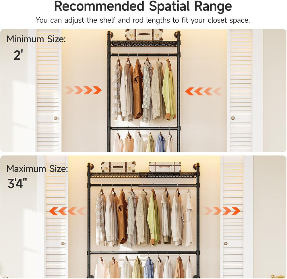 ONBRILL H1 Plus Expandable Wall Mounted Closet System Clothing Rack Black