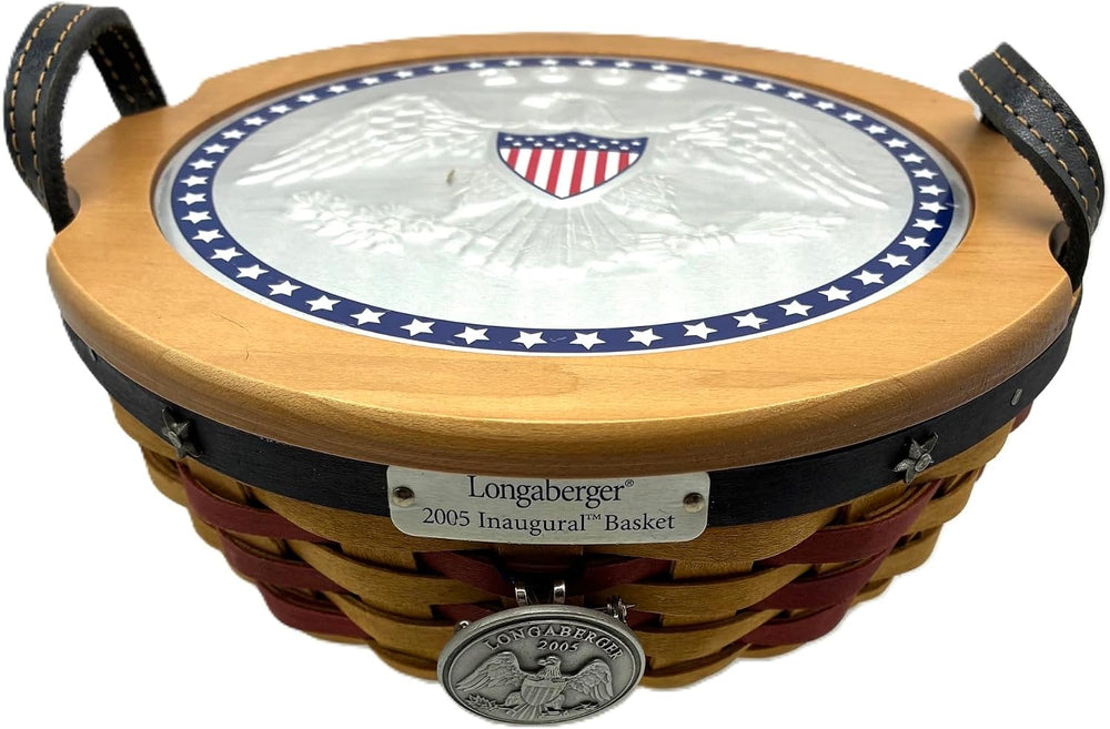 Longaberger 2005 Inaugural Basket with Protector, Indigo Liner, WoodCrafts Li...