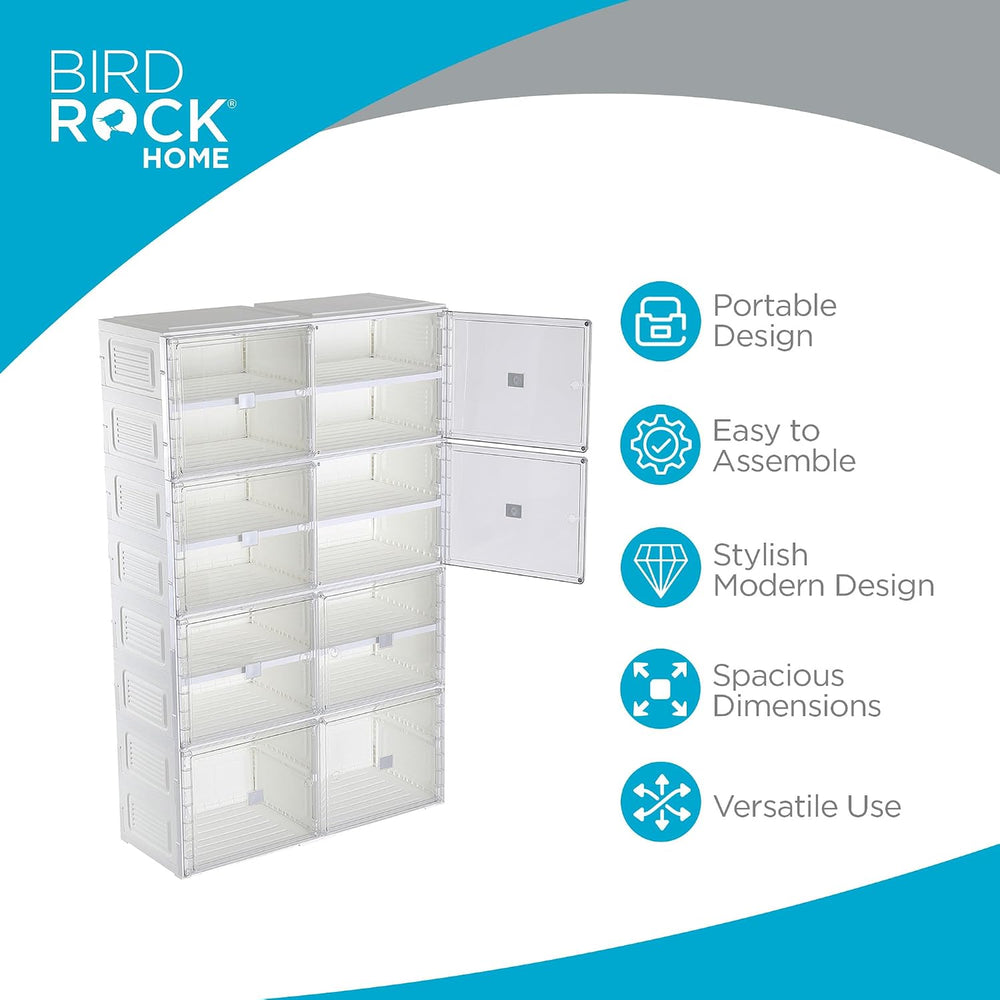 BIRDROCK HOME Shoe Rack for Closet Floor | 7 Tiers Freestanding Storage Cabin...
