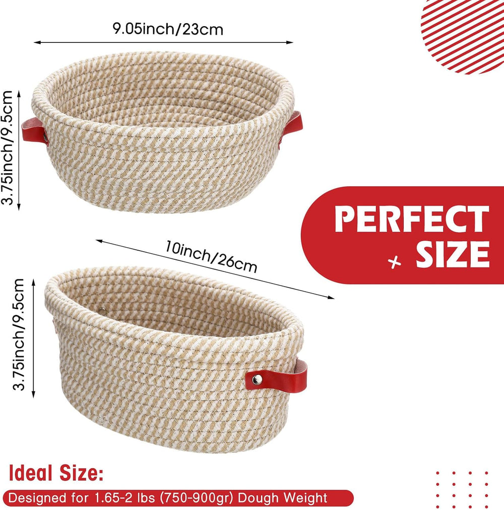 Gejoy 6 Set Cotton Rope Banneton Bread Proofing Basket with Cloth Liner and P...