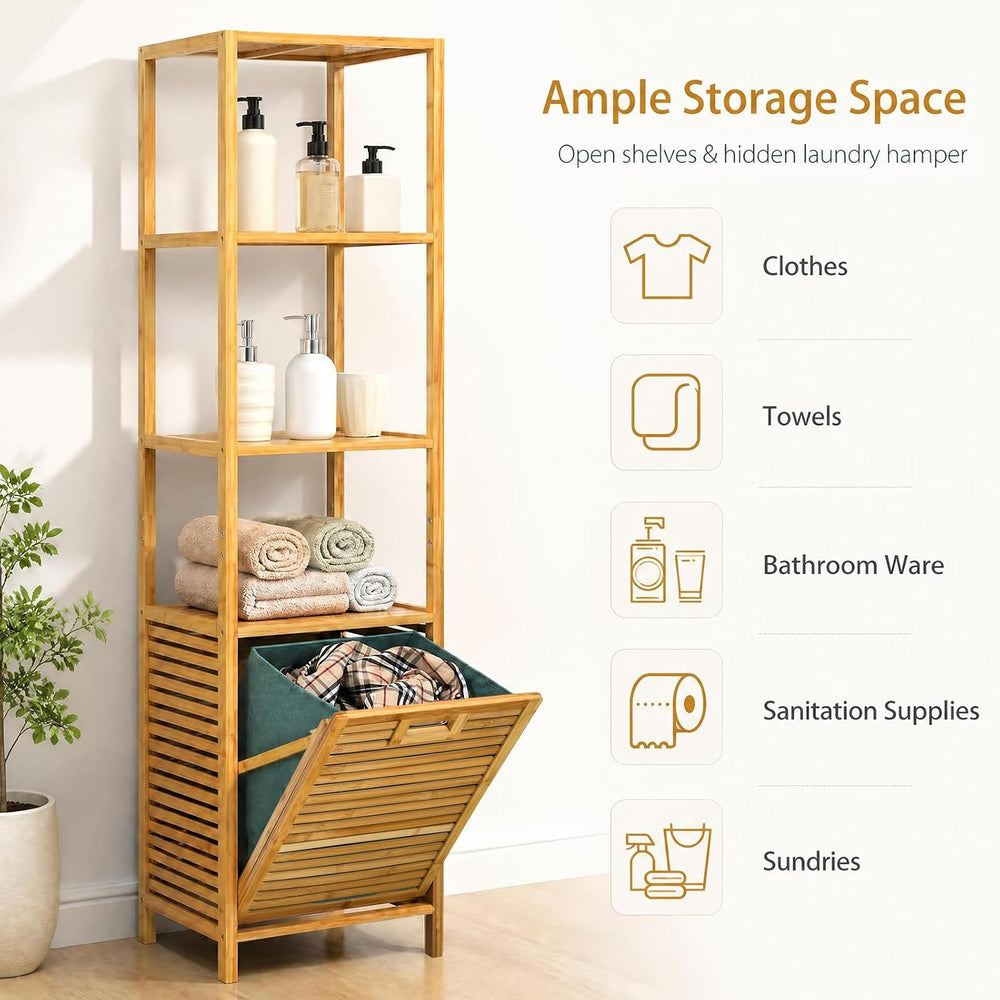Giantex 63'' Tilt Out Laundry Hamper with Foldable & Removable Ba...
