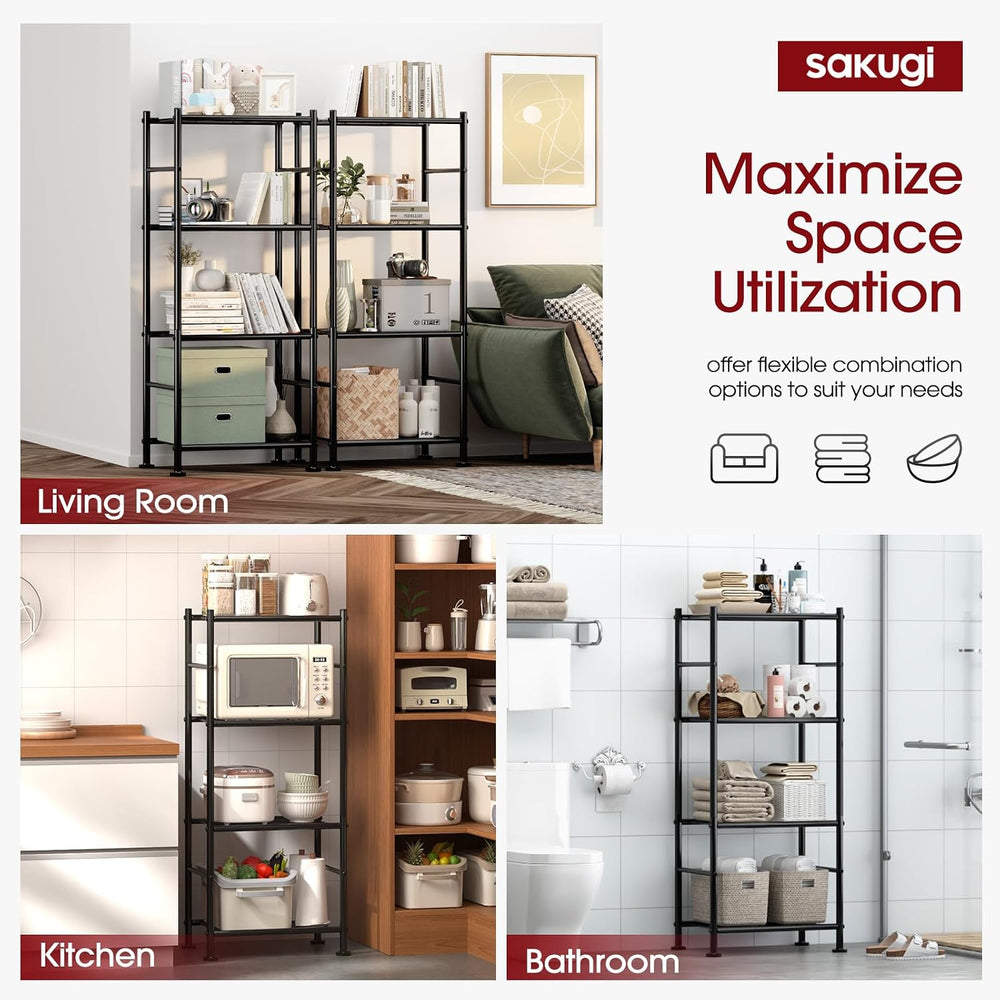 Sakugi Storage Shelves - 4 Tier Shelf Organizer, Heavy Duty Garage Shelving U...