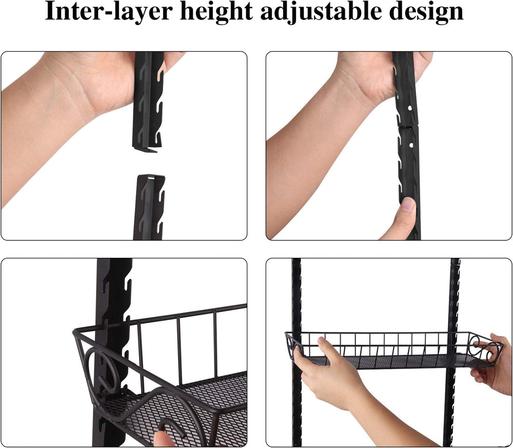 SWOMMOLY Wall Mount Spice Rack Organizer, 12-Tier Adjustable Dual-Use Shelf