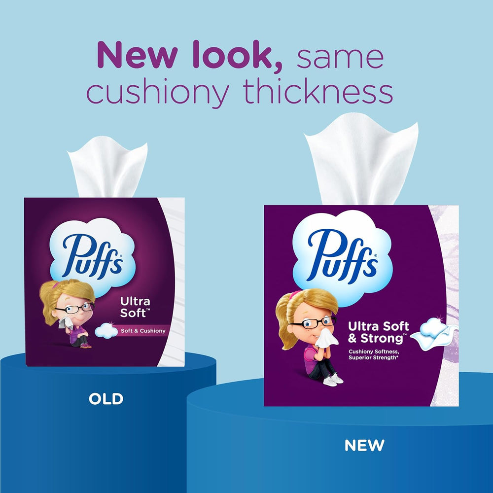 Puffs Facial Tissue Ultra Soft Non-Lotion, 18 Cube Boxes, 56 Facial Tissues p...