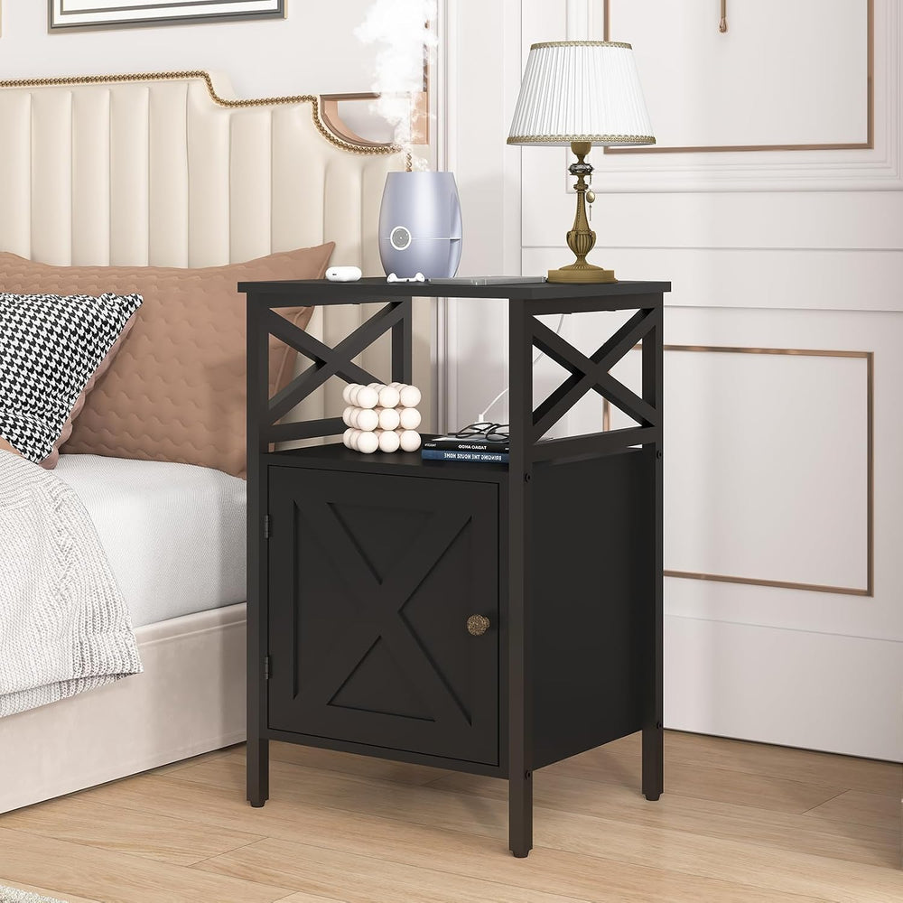 End Table with Charging Station, Side Table with Power Outlet & USB Ports