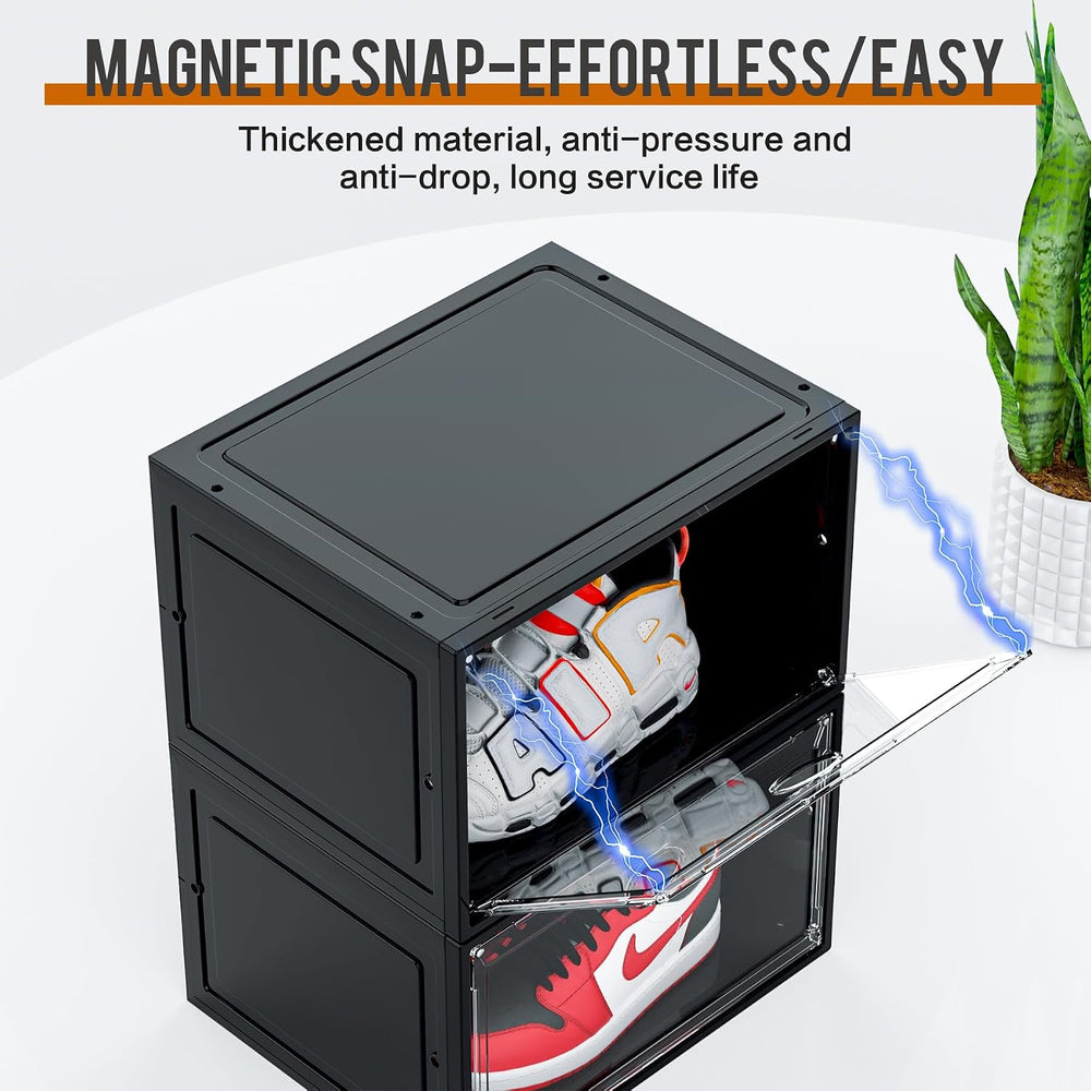 KEFA XL Shoe Storage Box, 8 PACK Shoe Boxes Clear Plastc Stackable Organizer,...