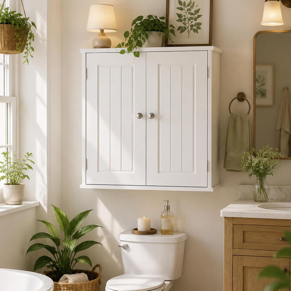 Bathroom Wall Cabinet, Over Toilet Storage Medicine Cabinet with 2 Doors and ...