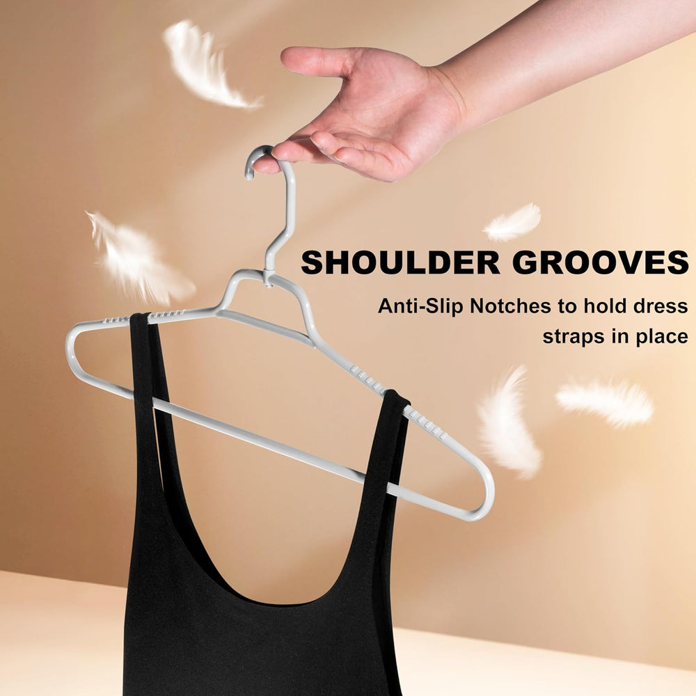 Quality Hangers Heavy Duty Gray Plastic Hangers 40-Pack with Swivel Hook | 7m...