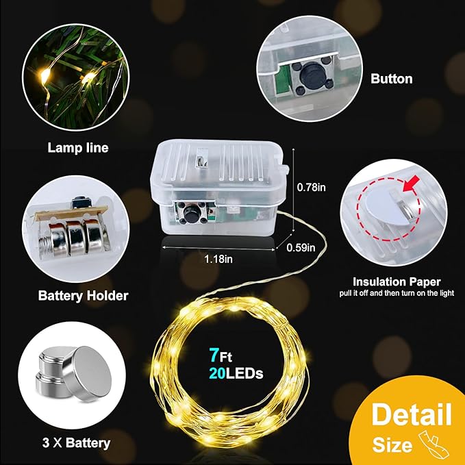 pozzolanas 50 Pack Warm White Battery Operated String Lights - 7ft Waterproof...