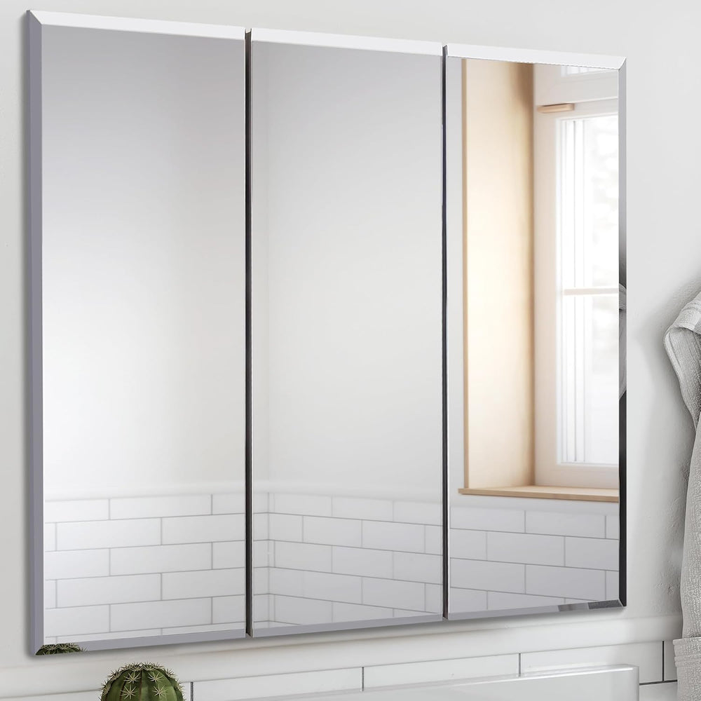 Design House Cyprus Medicine Cabinet, 3 Frameless Mirrored Doors, 2 Adjustabl...