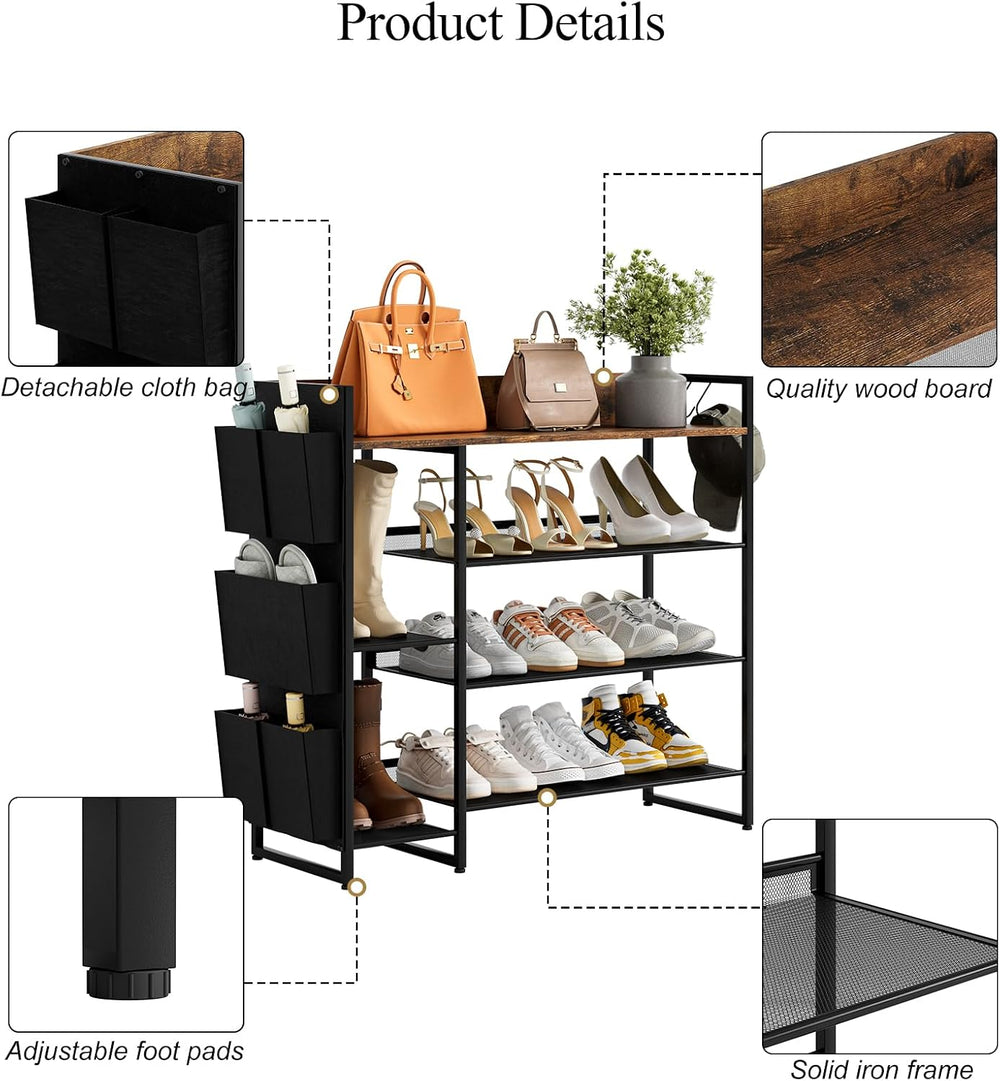 Shoe Racks Bench,Shoe Organizer with Bench for Closet- Free Standing Boot and...