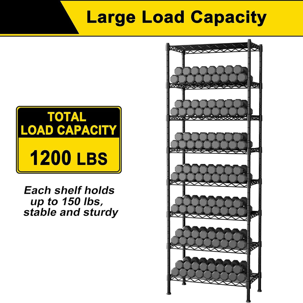 GIOTORENT 8-Wire Garage Shelving Storage Shelves, Kitchen Storage Adjustable ...