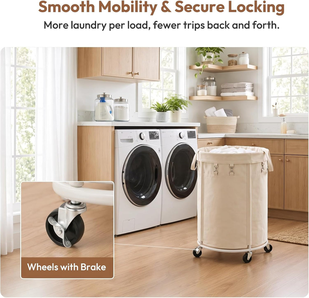 150L Large Capacity Rolling Laundry Basket Hamper with Wheels, Clothes hamper...
