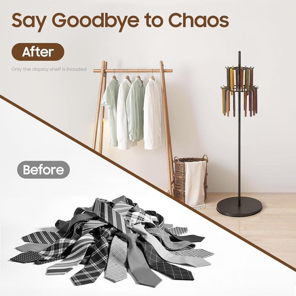66In Floor Standing Belt Display Stand, Double-Layered Design Belt Hanger wit...