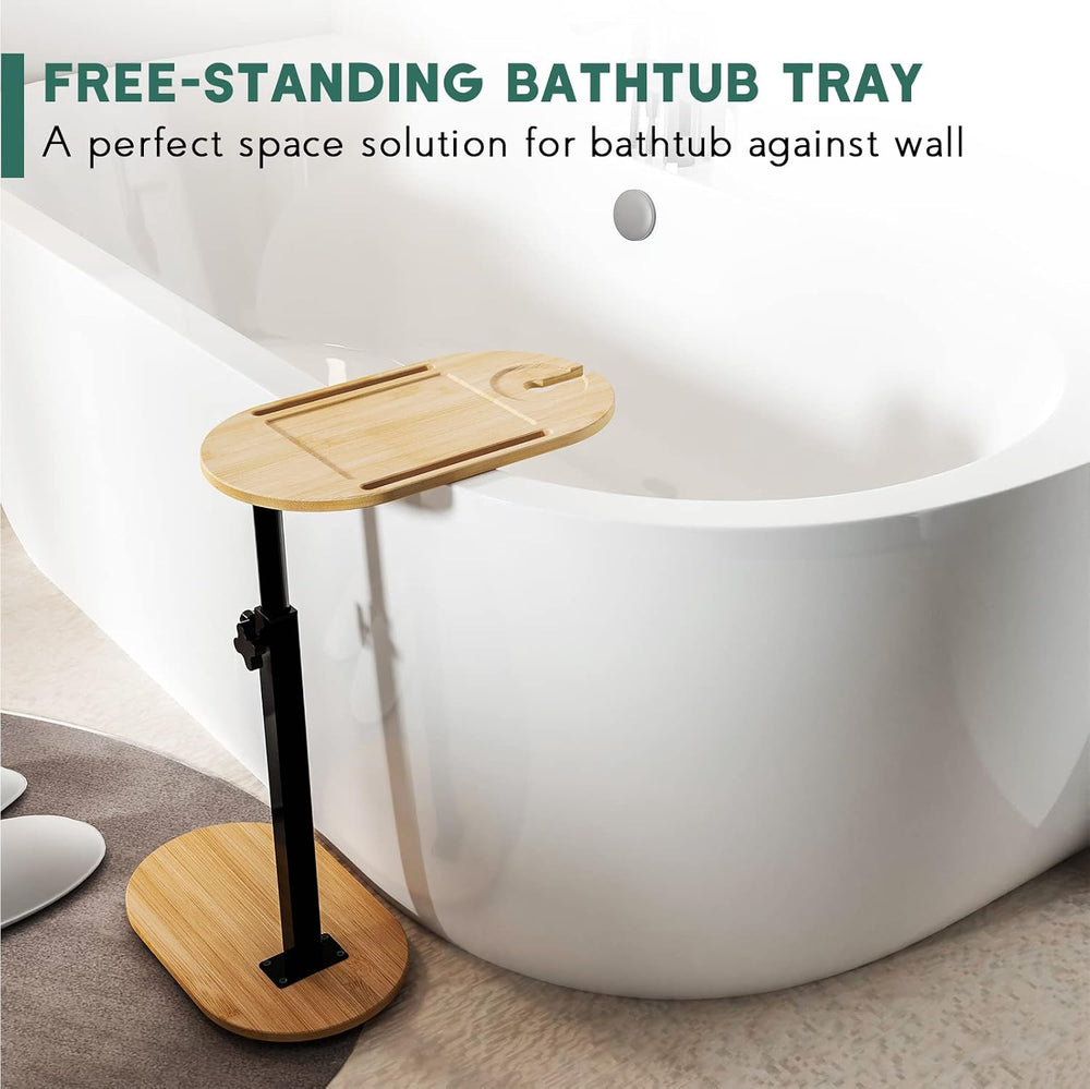 Bamboo Bath tub Tray Table with Adjustable Height