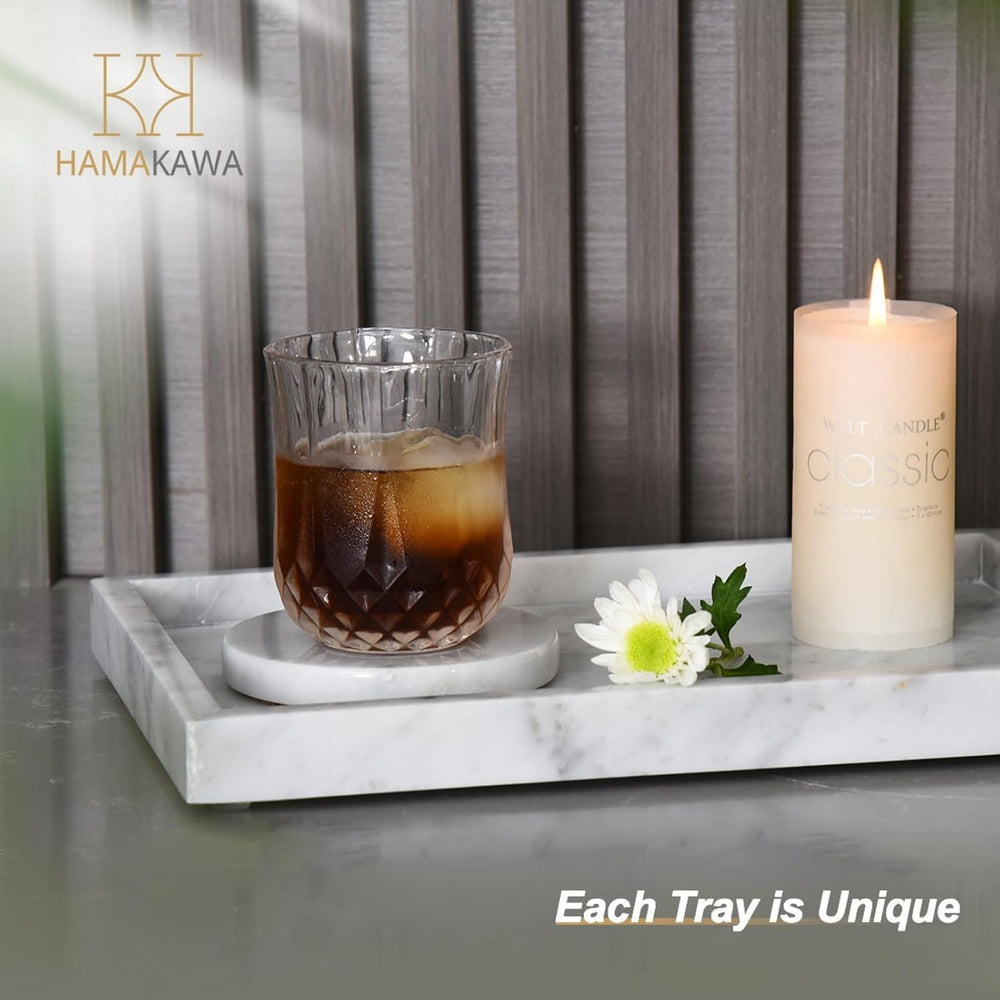 Italian Marble Vanity Tray, Real Natural Bathroom Tray 12 inch