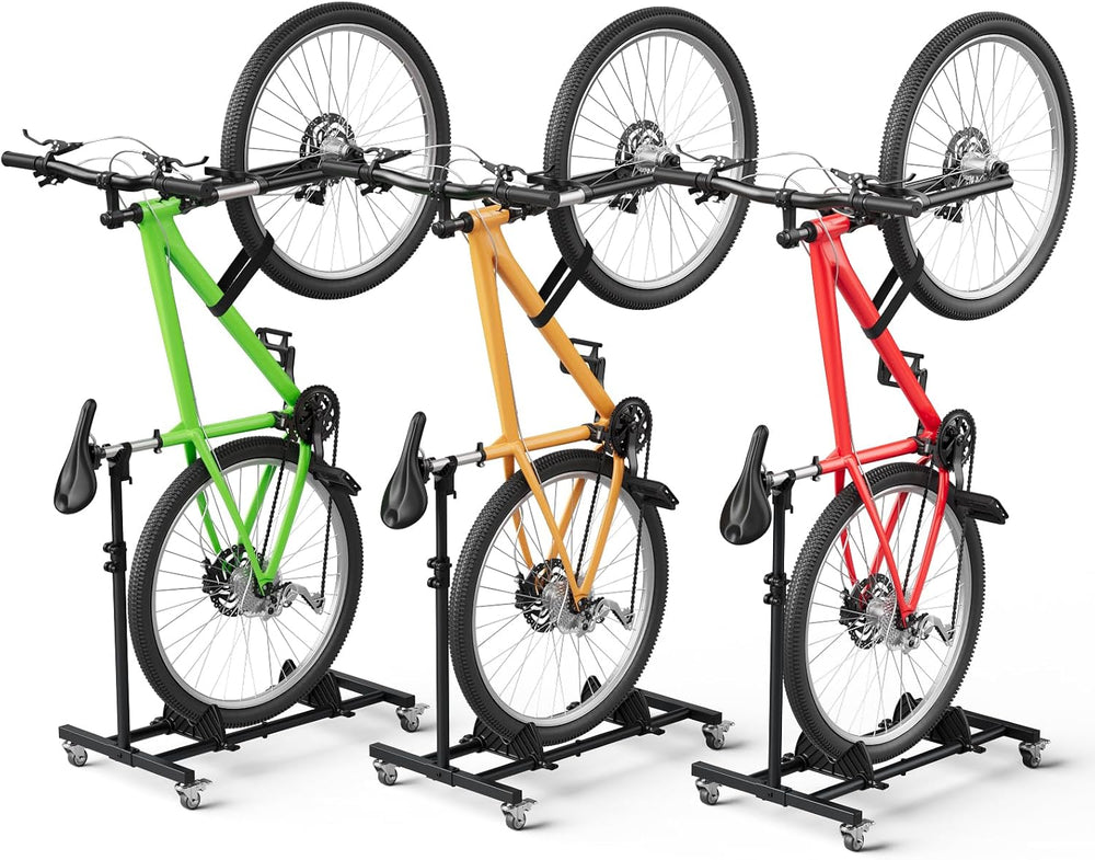 Vertical Bike Stand, (3 Pack) Space Saving Indoor Bicycle Storage Rack with W...