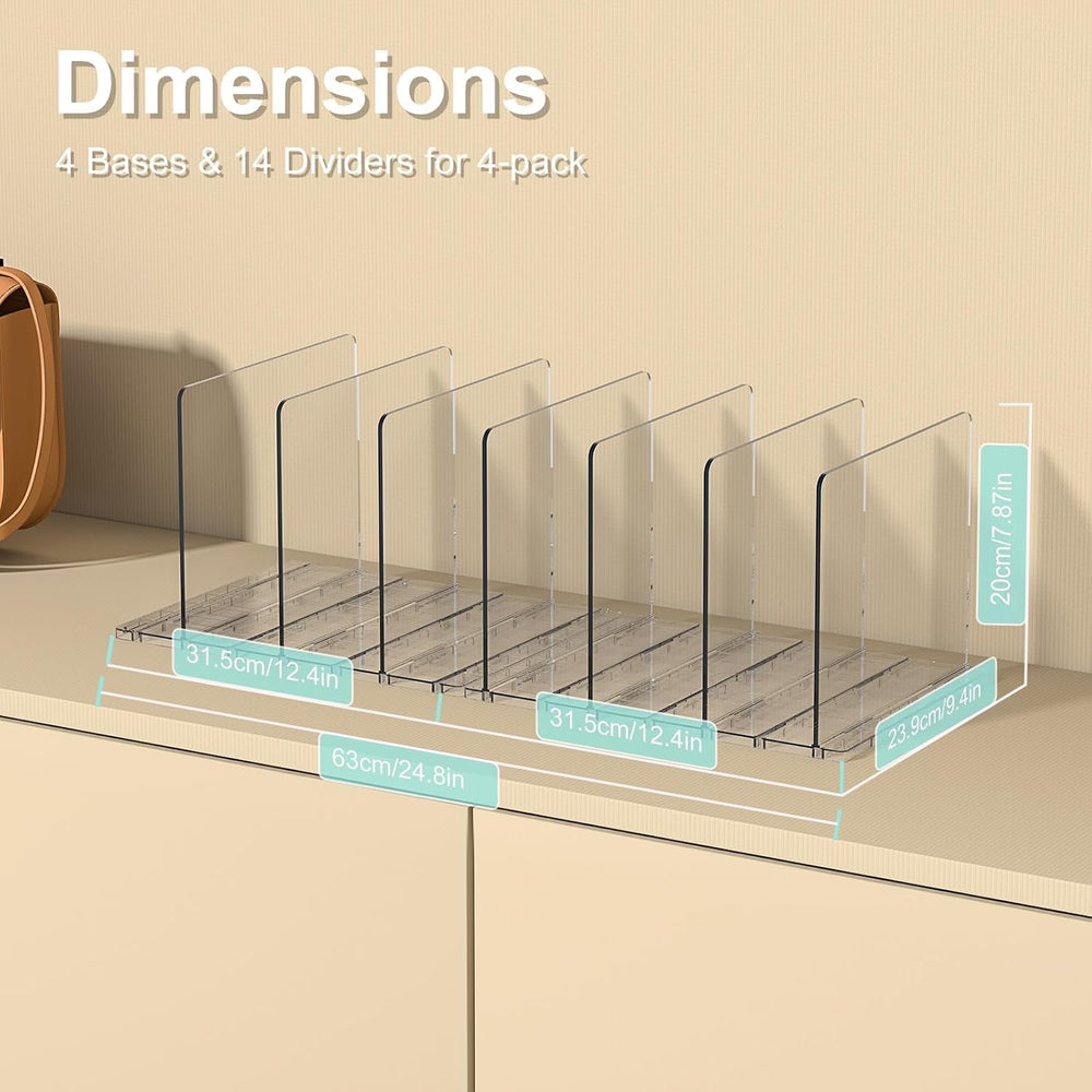 SortNStore Bag & Purse Organizer for Closet: Adjustable Clear Dividers