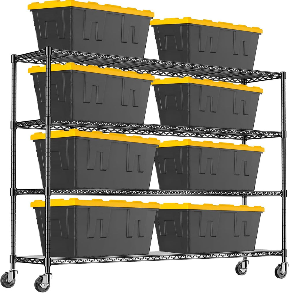 60" W Storage Shelves Wire Shelving with Wheels, Heavy Duty Metal Garage...