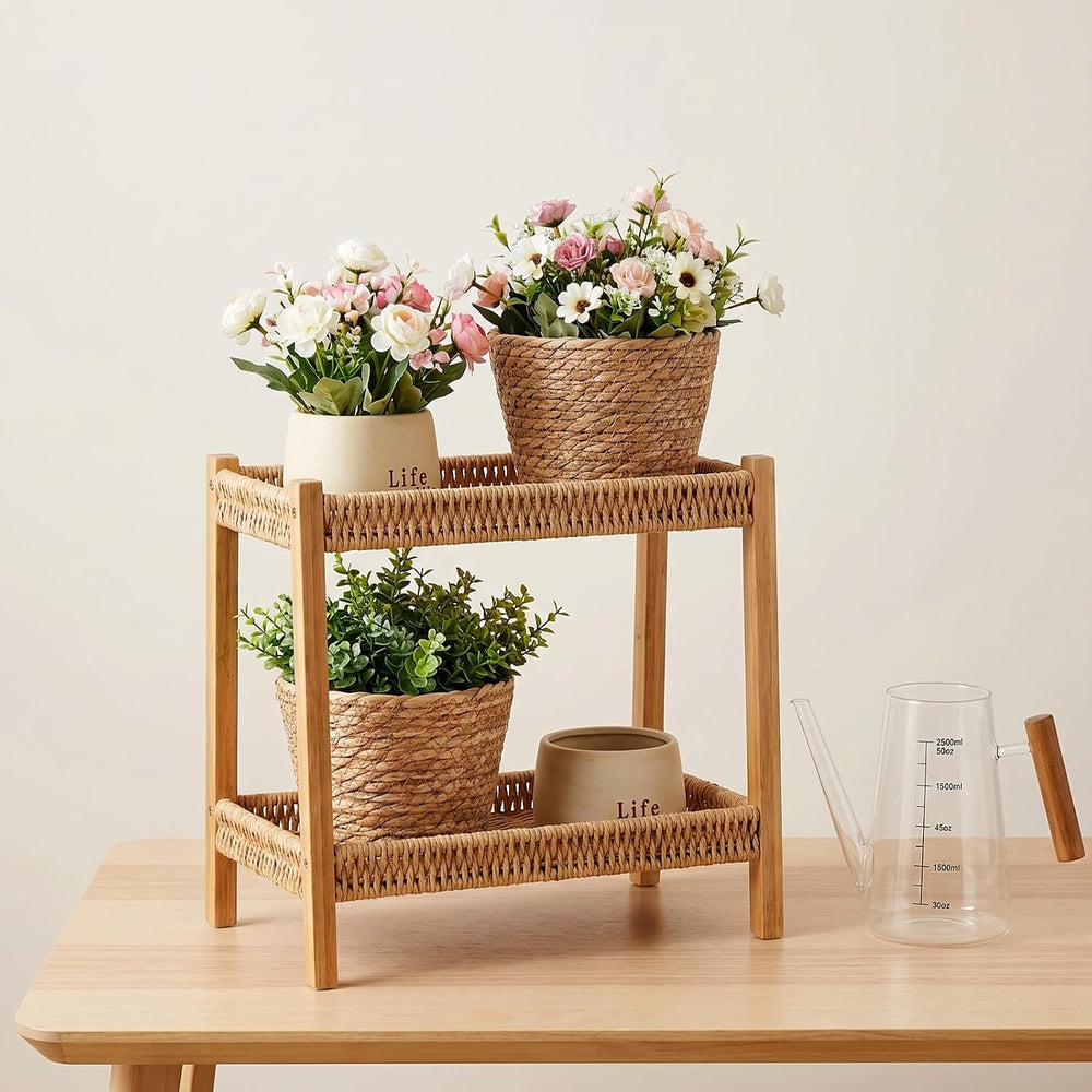 10PCS Seagrass Plant Baskets with Plastic Liners, Woven Wicker Planter Basket...