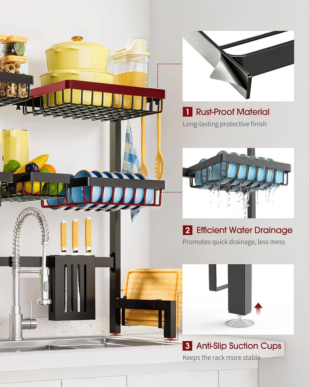 Sakugi Dish Drying Rack Over The Sink, Dish Drainer for Kitchen Counter