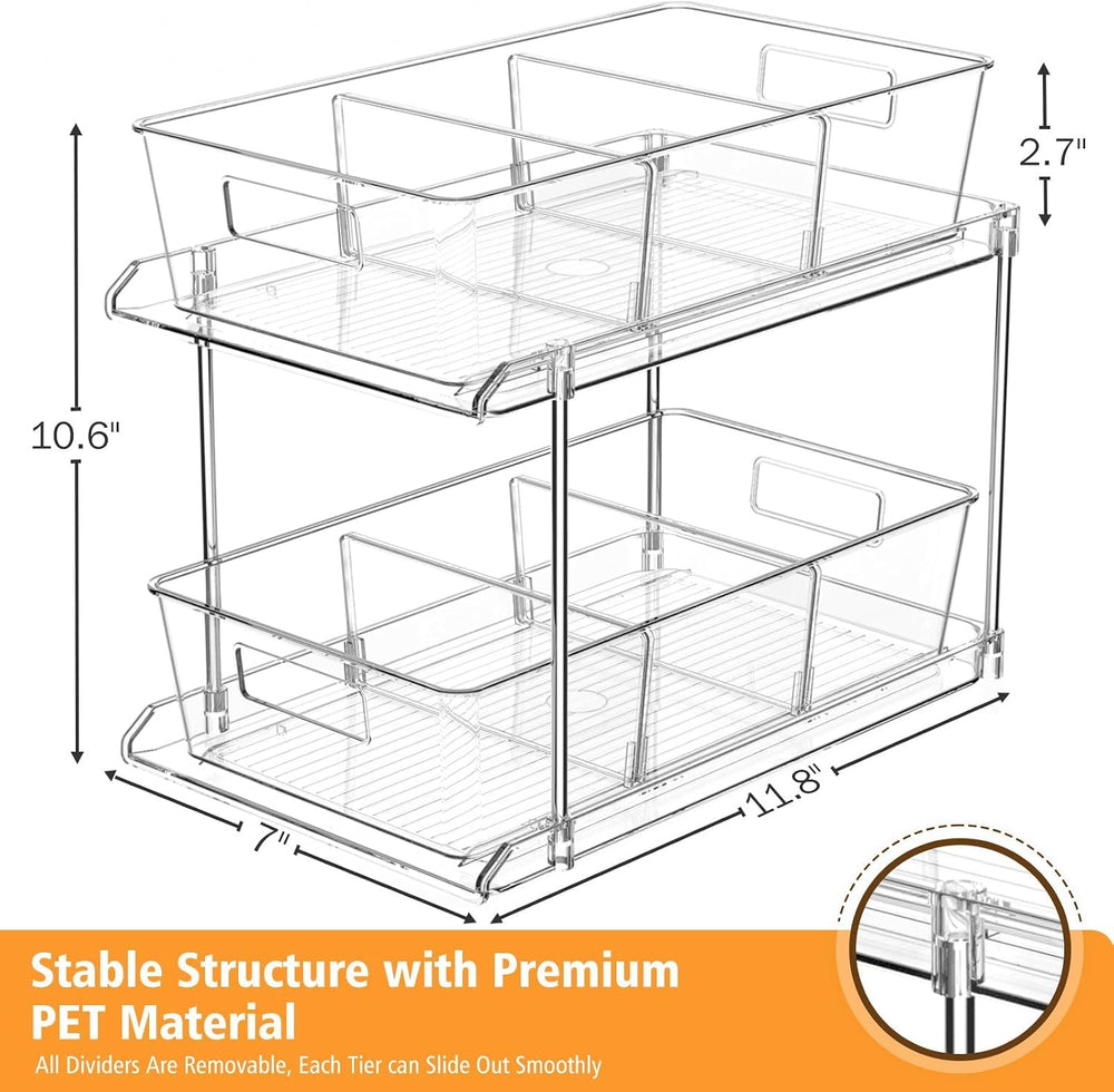 Fabspace Bathroom Under Sink Organizers and Storage, 2 Tier, 2 Packs
