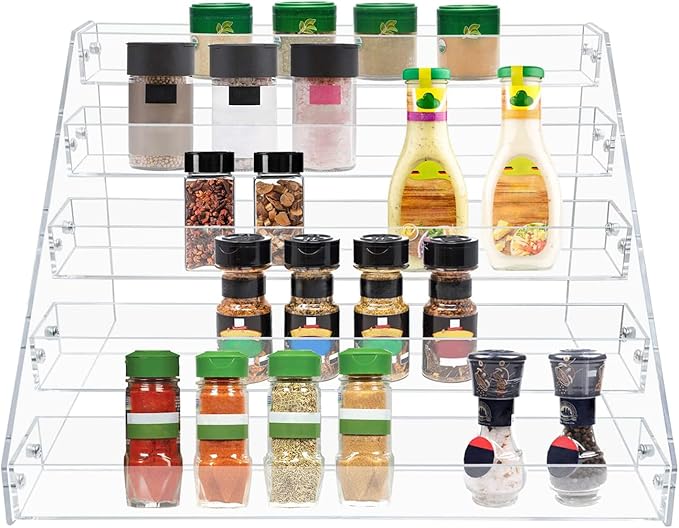 PMMASTO Tiered Spice Rack, Seasoning Organizer, Kitchen Organization and Storage