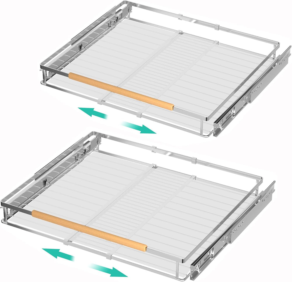 2 Pack Pull Out Cabinet Drawer Shelf Organizer, Extendable Sliding Slide Out ...