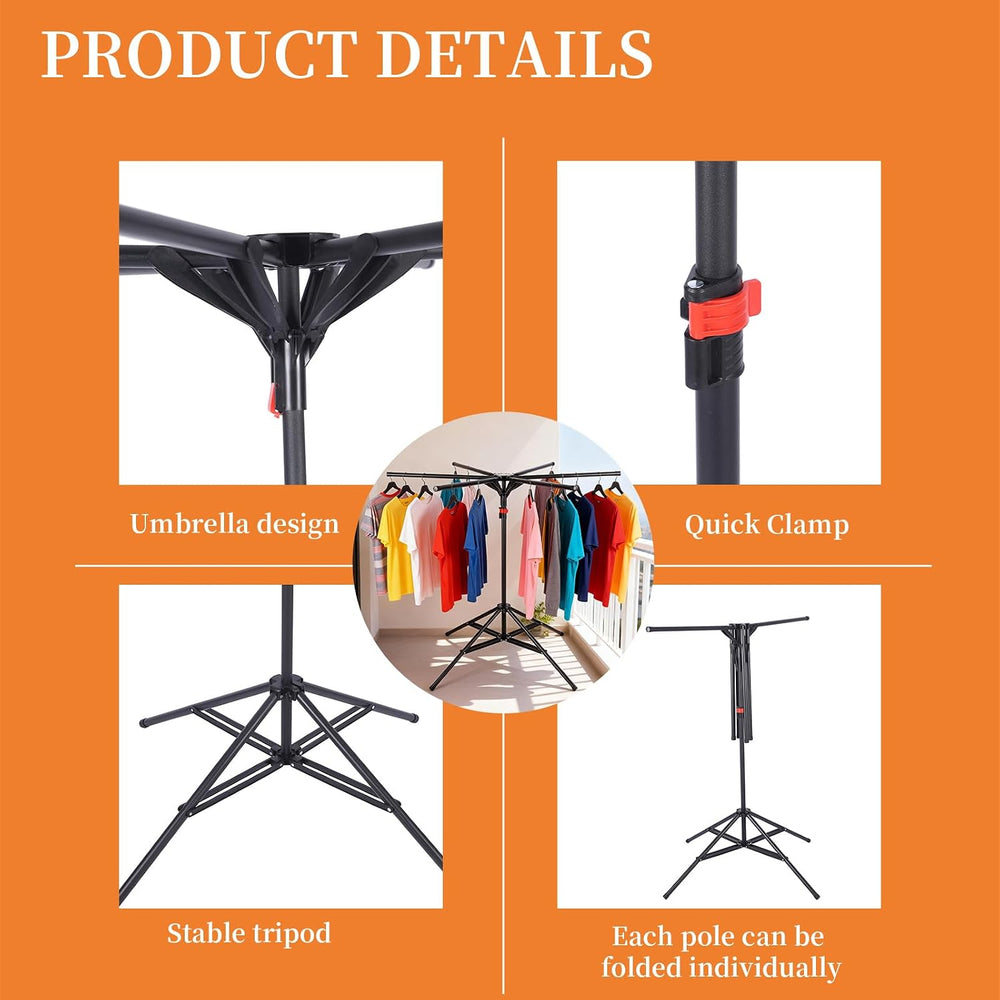 4-Leg Clothes Drying Rack with 6 Adjustable Poles for Indoor/Outdoorr,Clothin...