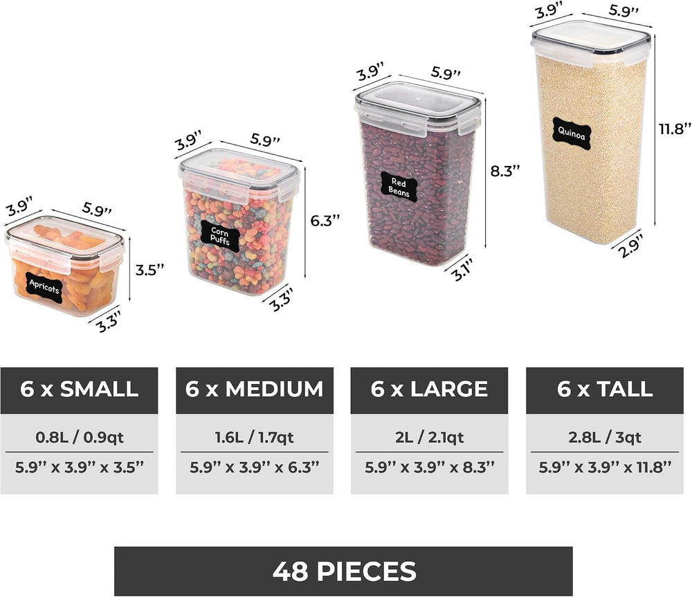 Freshware Kitchen Storage Containers with Lids, 48 PCS Airtight Food Storage ...