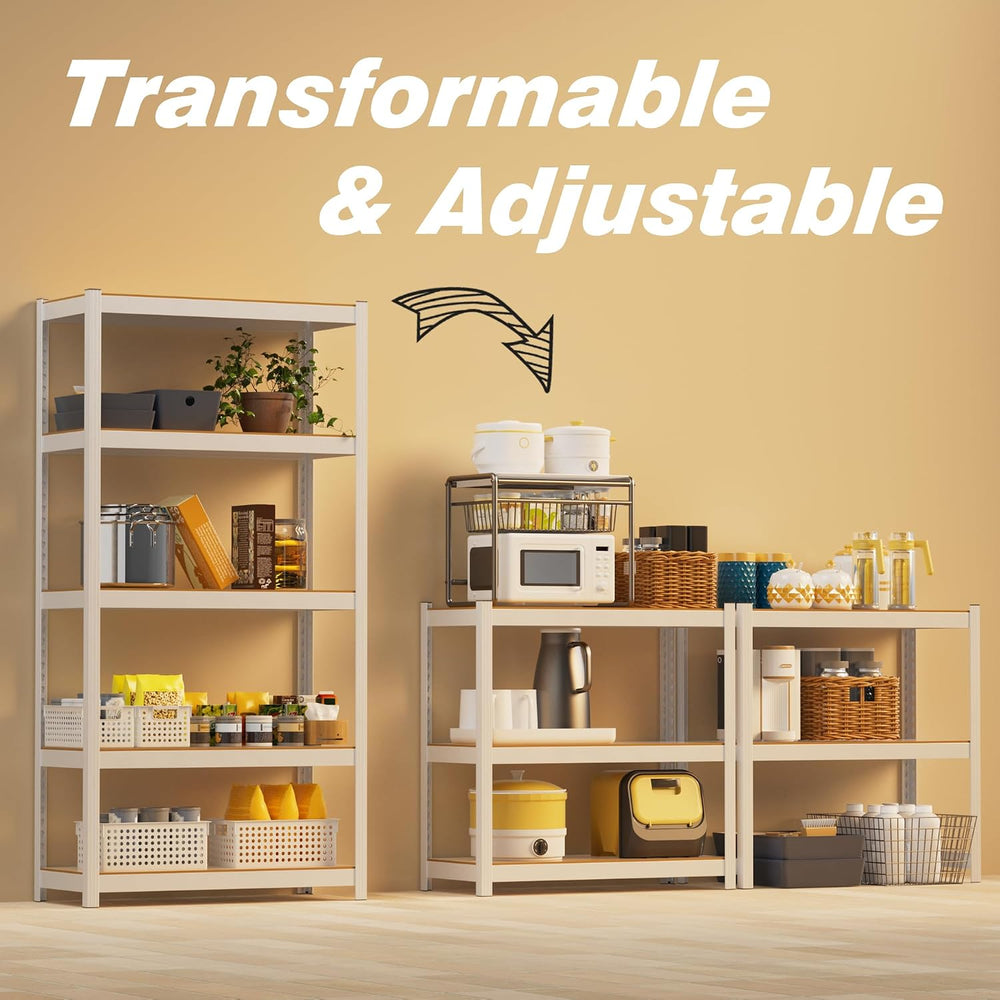 5 Tier Storage Shelves White Metal Garage Shelving 24"W x 16"D x 60...
