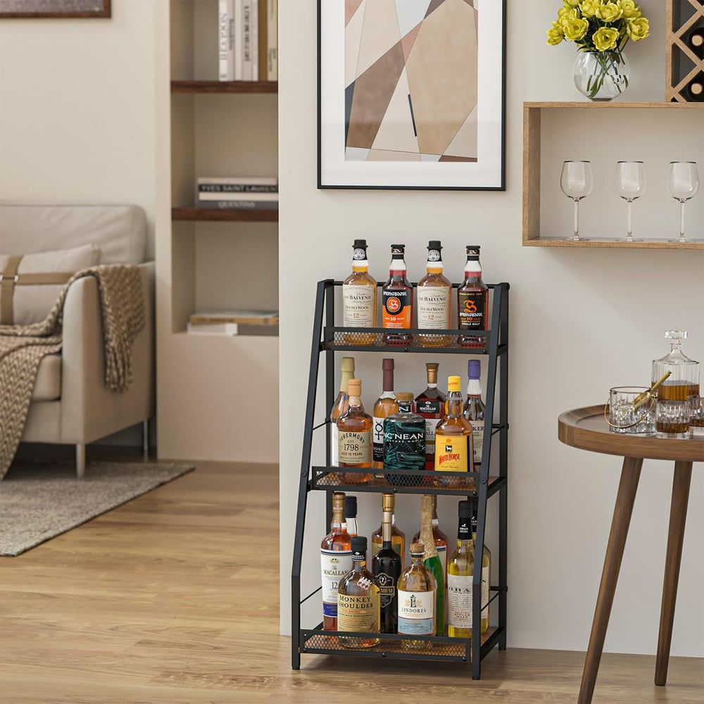 Hayexiha 3-Tier Liquor Stand for Home Bar, Stepped Freestanding Wine Rack