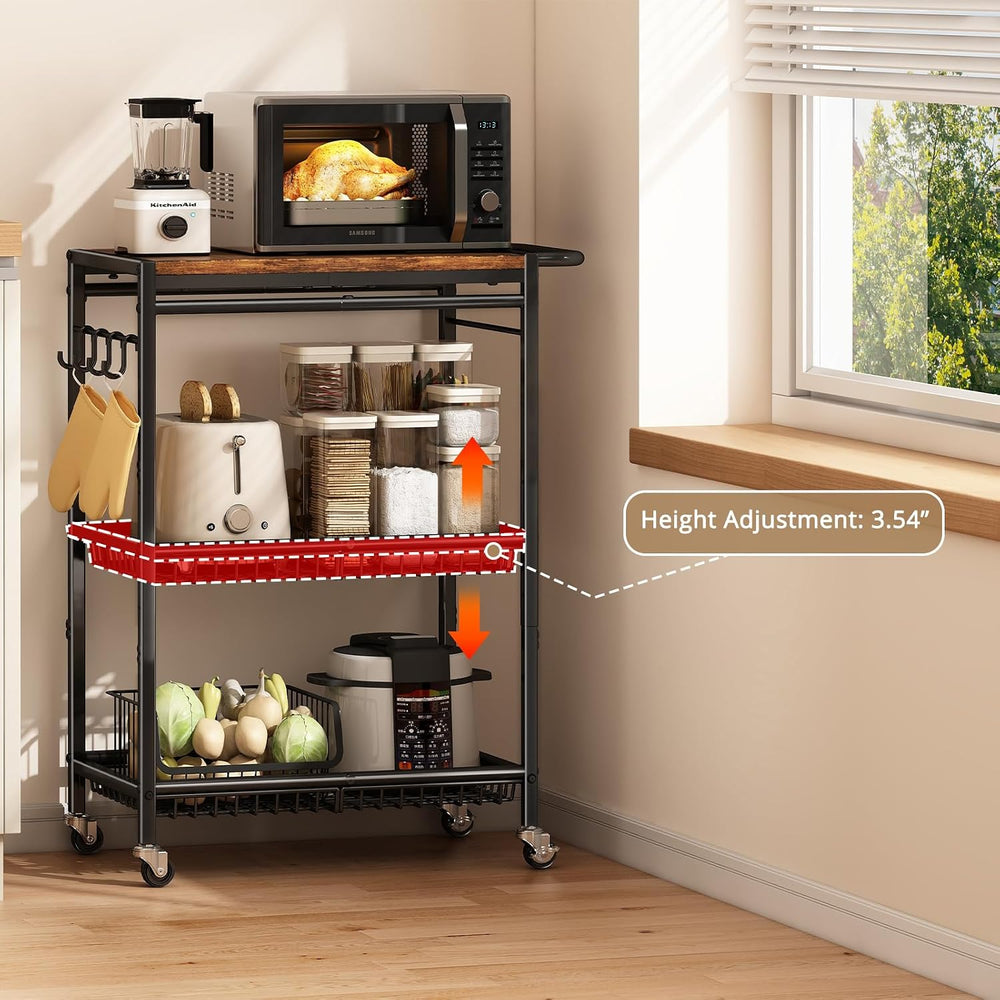 Microwave Kitchen Rolling Cart, 35.43" H Microwave Table Stand with Lock...