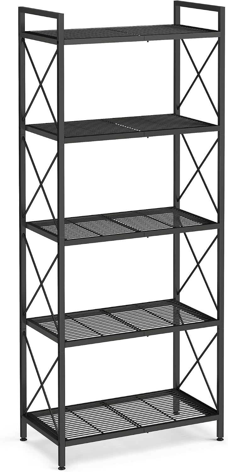 SONGMICS 5-Tier Steel Storage Rack, Shelving Unit with X Side Frames