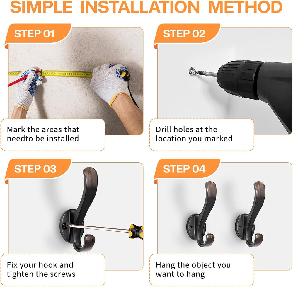 Coat Hooks Heavy Duty - Easy to Install Metal Towel Hooks Screw-in Wall Hooks...