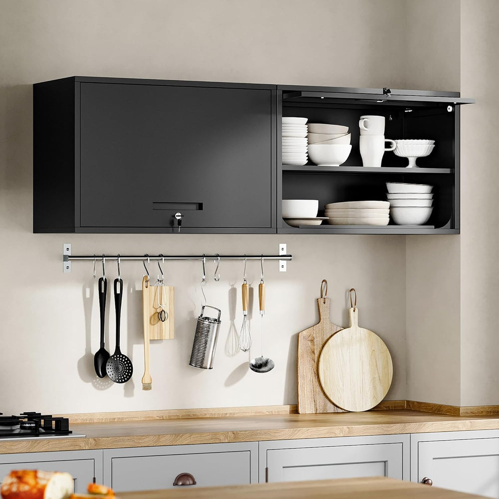 Yizosh Metal Garage Wall Cabinet with Doors and Shelves, Wall Mounted Metal S...