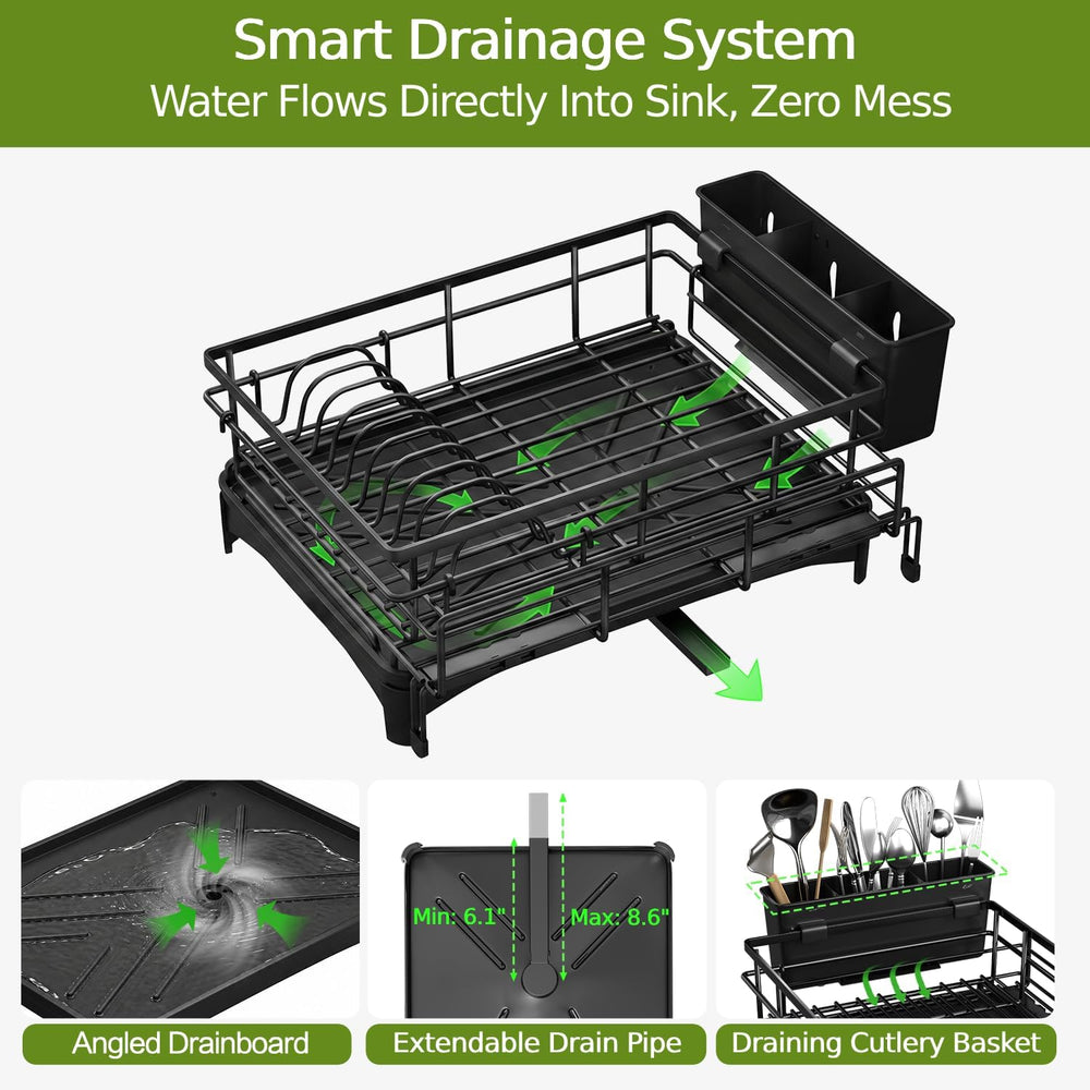 Expandable Dish Drying Rack, Stainless Steel Over Sink Dish Drainer for Kitch...