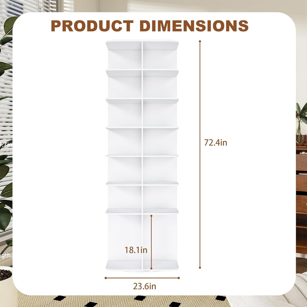Runboll 7-Tier Rotating Shoe Rack Tower Spinning Shoe Display Lazy Susan Towe...