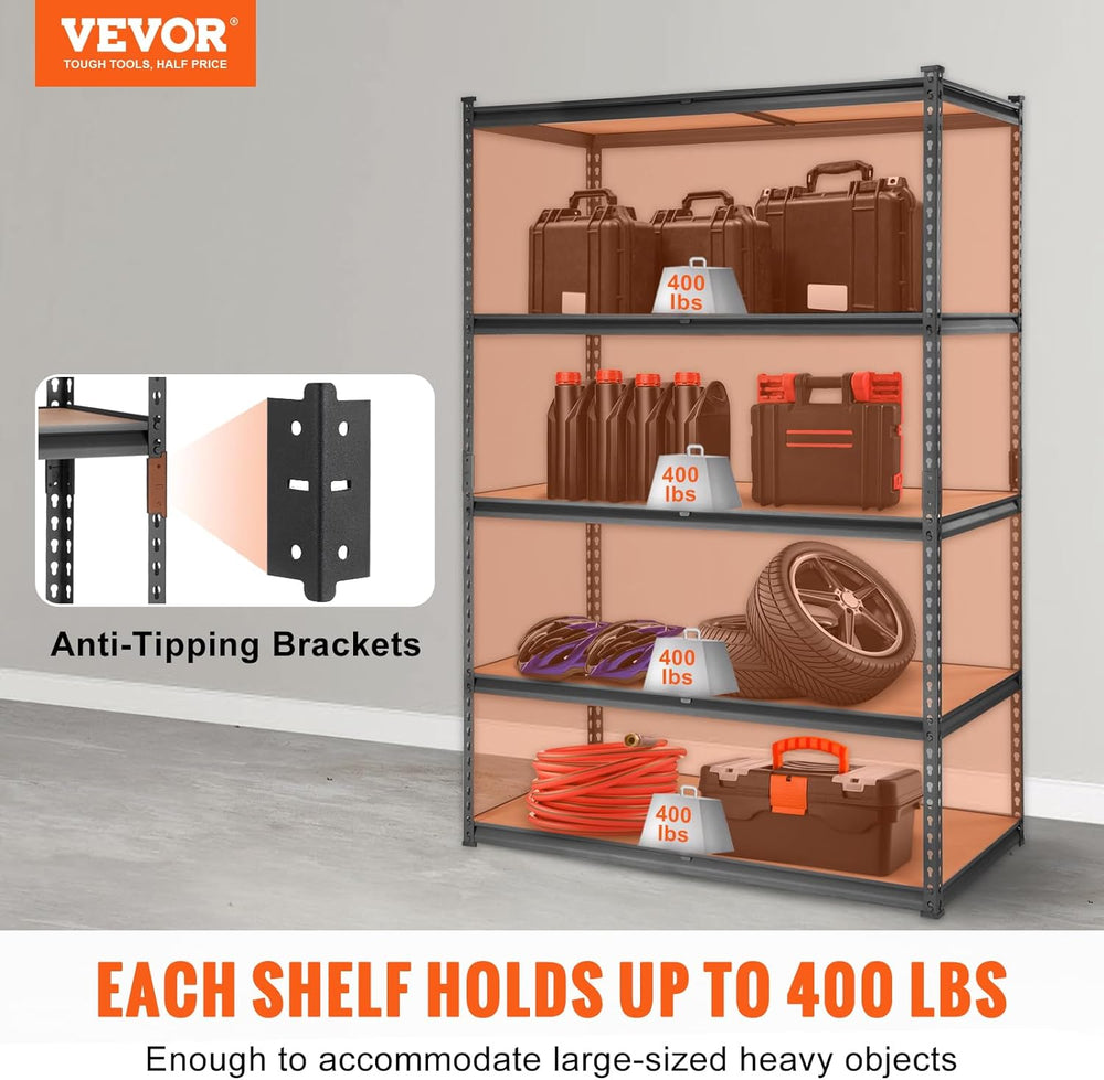 VEVOR Storage Shelves 5-Tier Adjustable 2000 lbs 48"x24"x72" S...