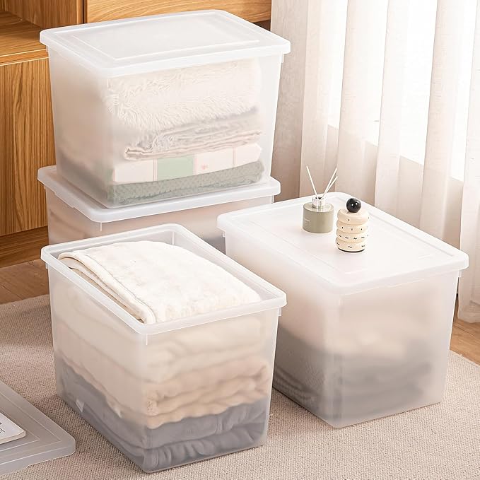 Stackable Plastic Storage Bins (4 Pack)
